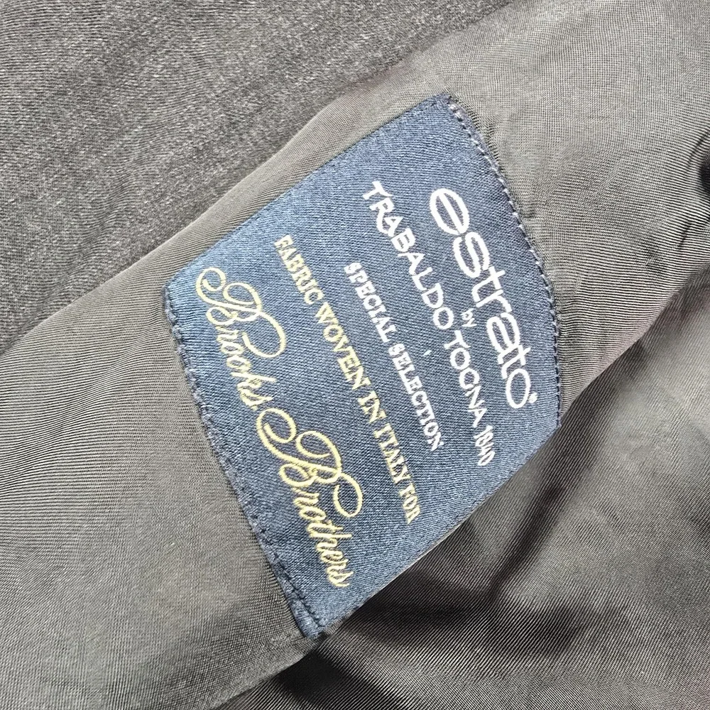 Brooks Brothers Suit Mens 44L 39W Gray Wool 1818 Regent Estrato Trabaldo